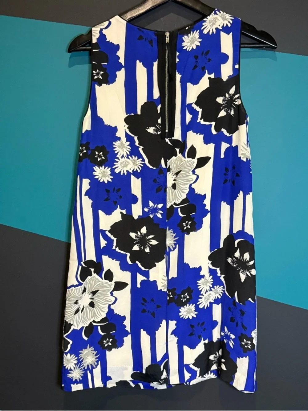 Maeve Silk Canna Shift Dress Sizes 0P Blue Motif ANTHROPOLOGIE Preppy Business - Picture 8 of 15
